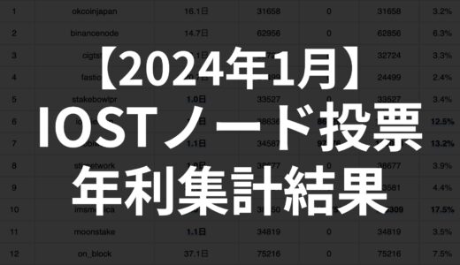 【2024年1月】IOSTのノード投票における年利集計結果