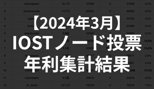 【2024年3月】IOSTのノード投票における年利集計結果